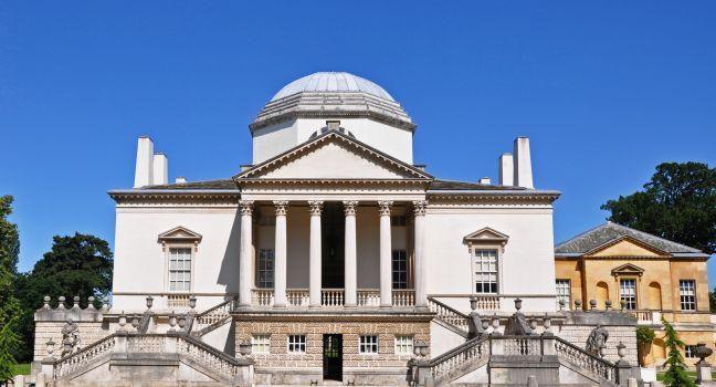 A view of Chiswick House in West London. The building and beautiful landscaped gardens were built in 1729 by the Earl of Burlington to showcase his art collection.