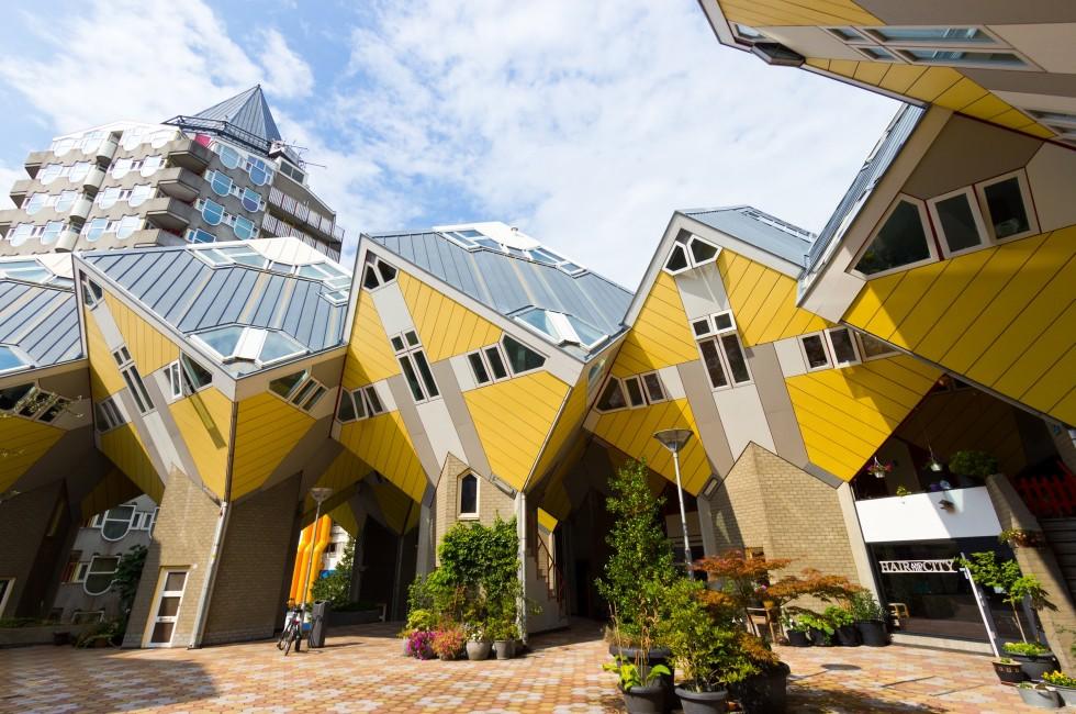 ROTTERDAM, Netherlands - Sep 8: Cube houses designed by Piet Blom on Sep 8, 2013 in Rotterdam, Netherlands. They represents a village where each house is a tree. All the houses together a forest. 