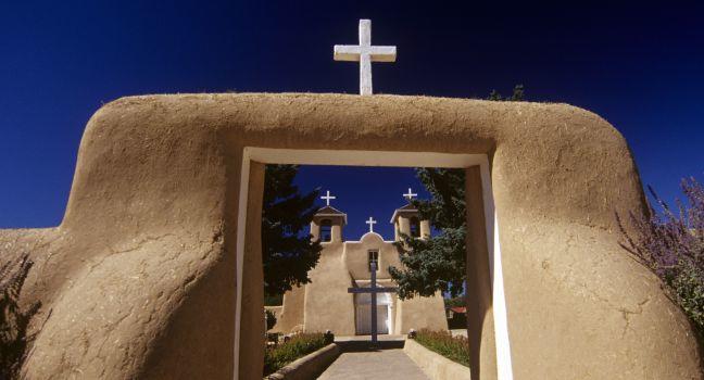 Entry to St. Francis de Asis Mission in Ranchos de taos, New Mexico;