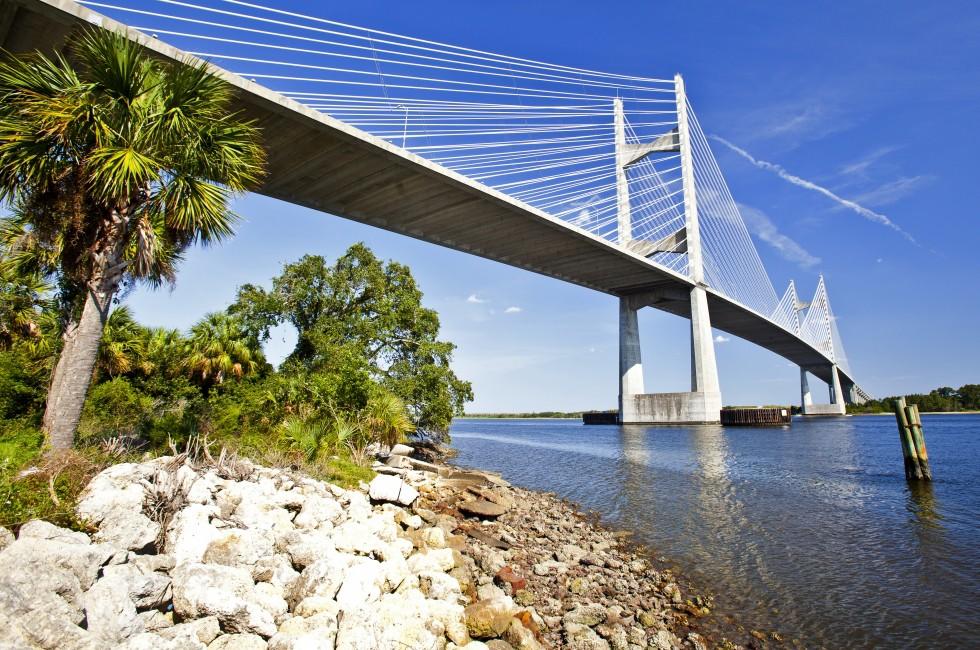 Dames Point Bridge FL-9A Saint John's River Crossing At Jacksonville;  