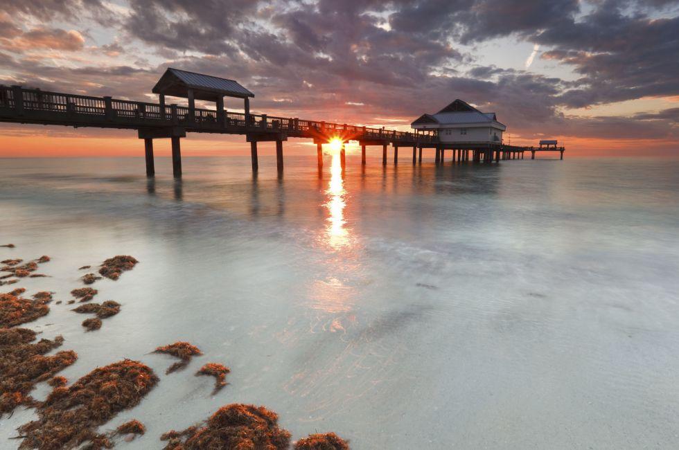 Clearwater Beach Florida, sunset with pier 60 in view.