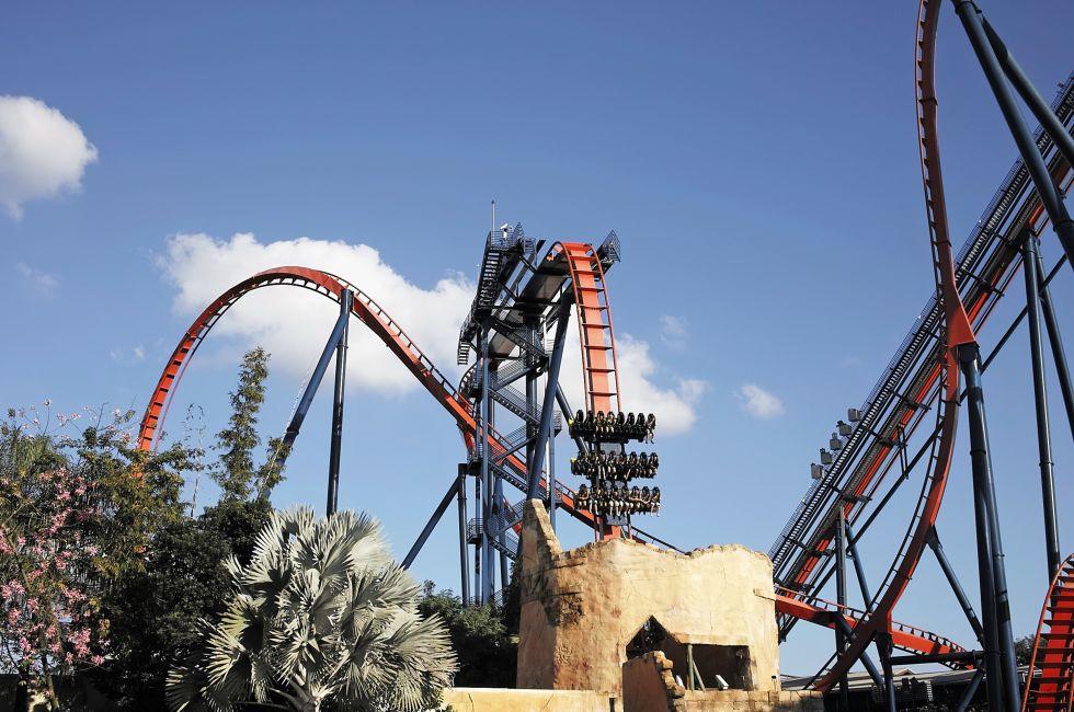Roller coaster in the busch gardens in tampa (Florida)