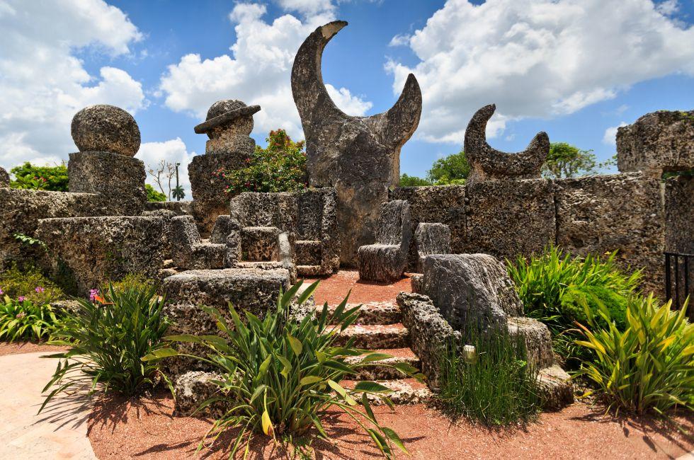 HOMESTEAD,FL-23JUNE 2014:Coral Castle to the North of the city of HOMESTEAD, Florida in June 2014. Is a stone structure created by an eccentric Latvian emigrant in the United States Edward Leedskalnin