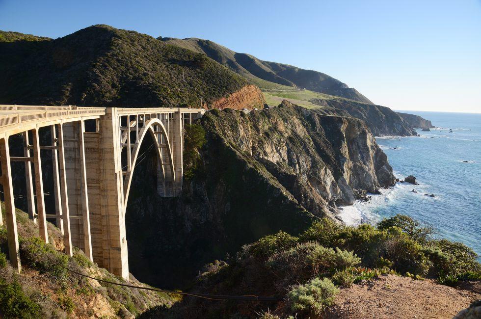 a historic Bixby bridge along coastline california route one