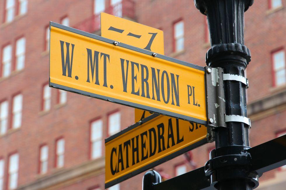 Baltimore, Maryland in the United States. Famous landmark - Mount Vernon Place.