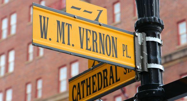 Baltimore, Maryland in the United States. Famous landmark - Mount Vernon Place.