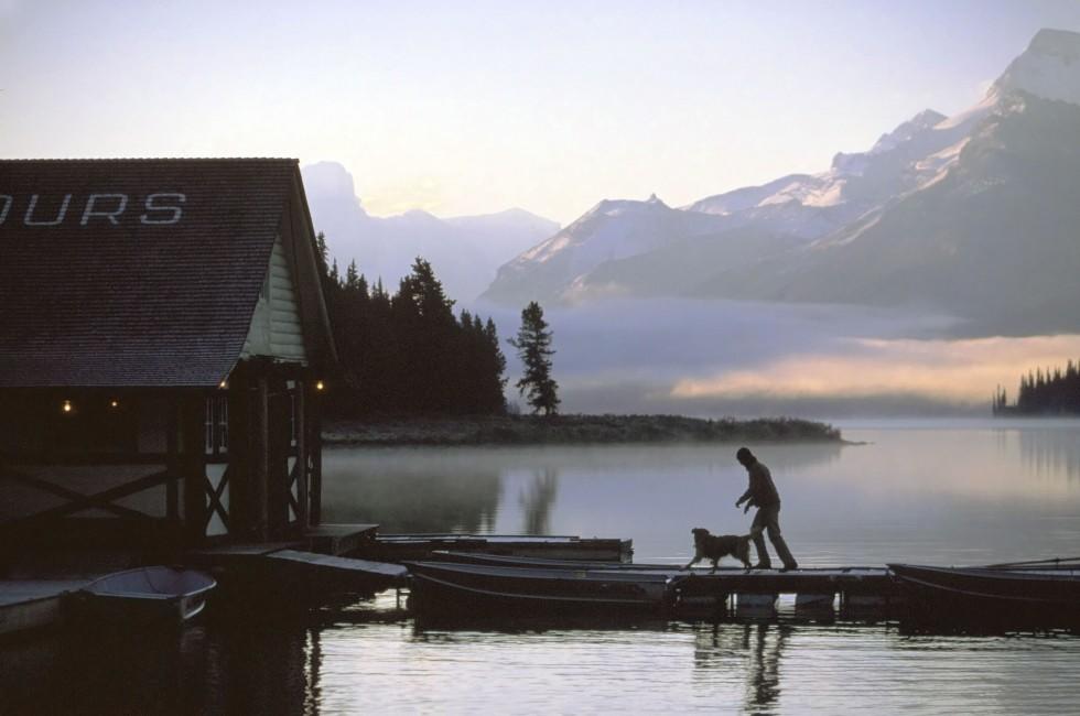 Maligne Lake Boathouse, Jasper, National Park, Alberta, Canada