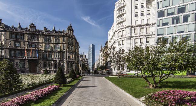 Square in Bilbao on a blue day