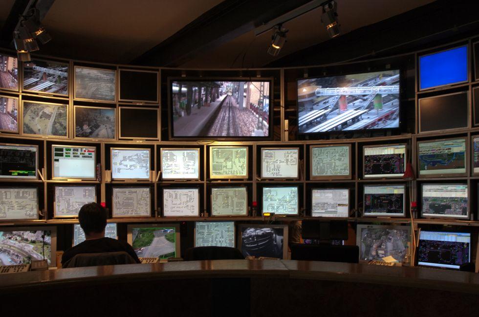 Control operating console in Miniatur Wunderland in Hamburg, Germany. 