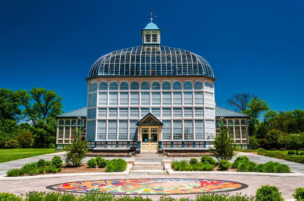 The Howard Peters Rawlings Conservatory, in Druid Hill Park, Baltimore, Maryland.