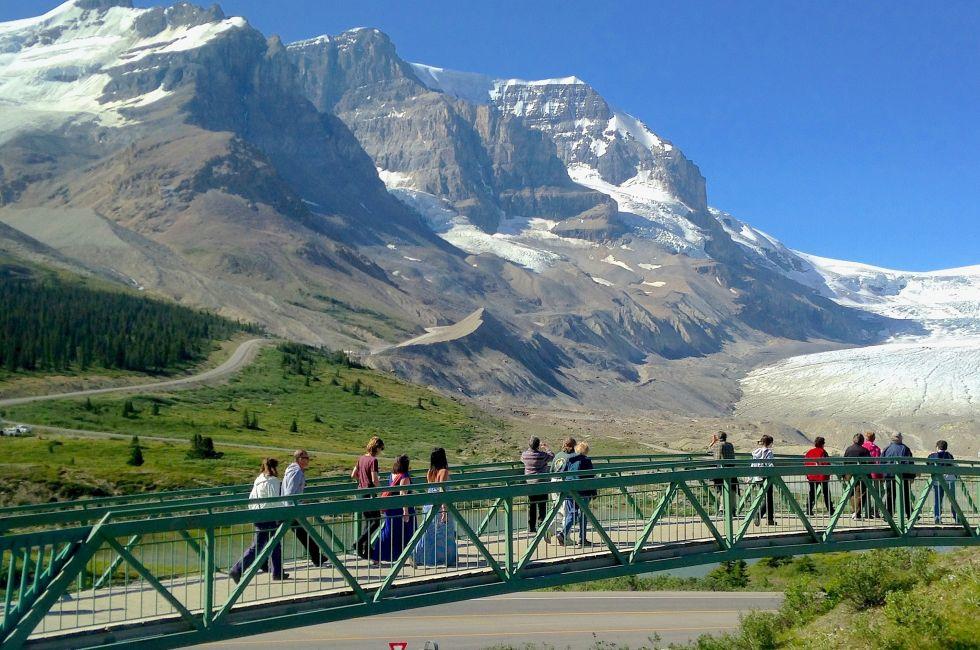 ATHABASCA GLACIER, ALBERTA - AUGUST 1 - Ice Explorer Ride at Athabasca Glacier in Alberta, Canada on August 01, 2014. Thousands of people come every year to do Ice Explorer Ride at the Glacier