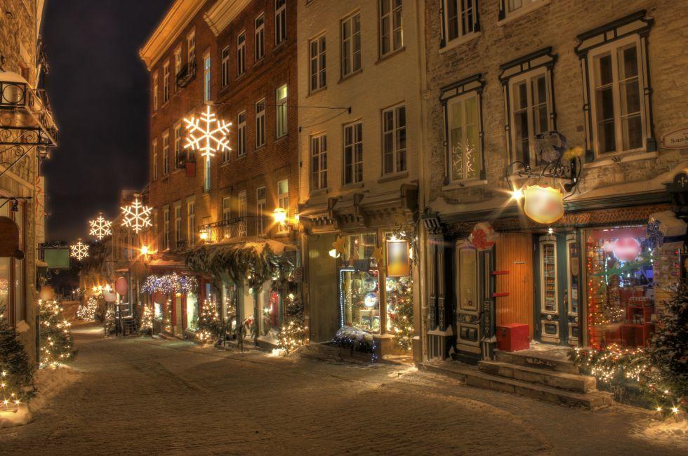Old Quebec City by a cold winter night
