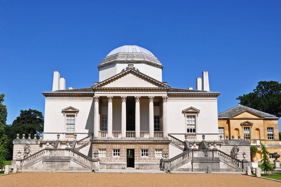 A view of Chiswick House in West London. The building and beautiful landscaped gardens were built in 1729 by the Earl of Burlington to showcase his art collection.