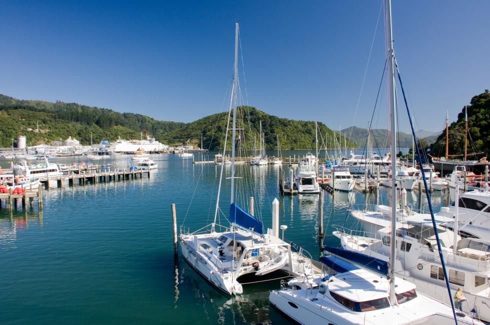 Marina in Picton, New Zealand; 