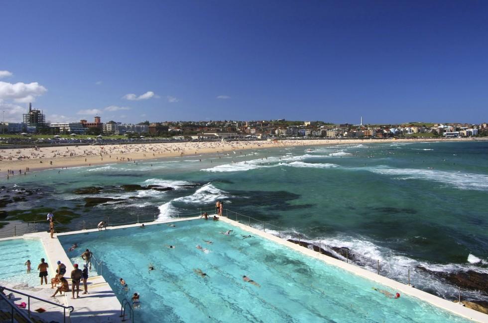 Bondi Beach in Sydney, Australia on a summer's day; 
