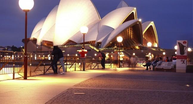 Opera House at night  November 3, 2007 in Sydney, Australia.; Shutterstock ID 41650582; Project/Title: 15 of the World's Grandest Theaters; Downloader: Melanie Marin