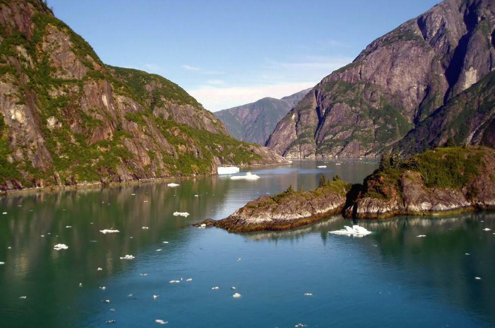 Shot of water, ice and mountains in Tracy Arm Fjord, Alaska.