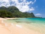 tropical exotic secluded beach in haena kauai hawaii.