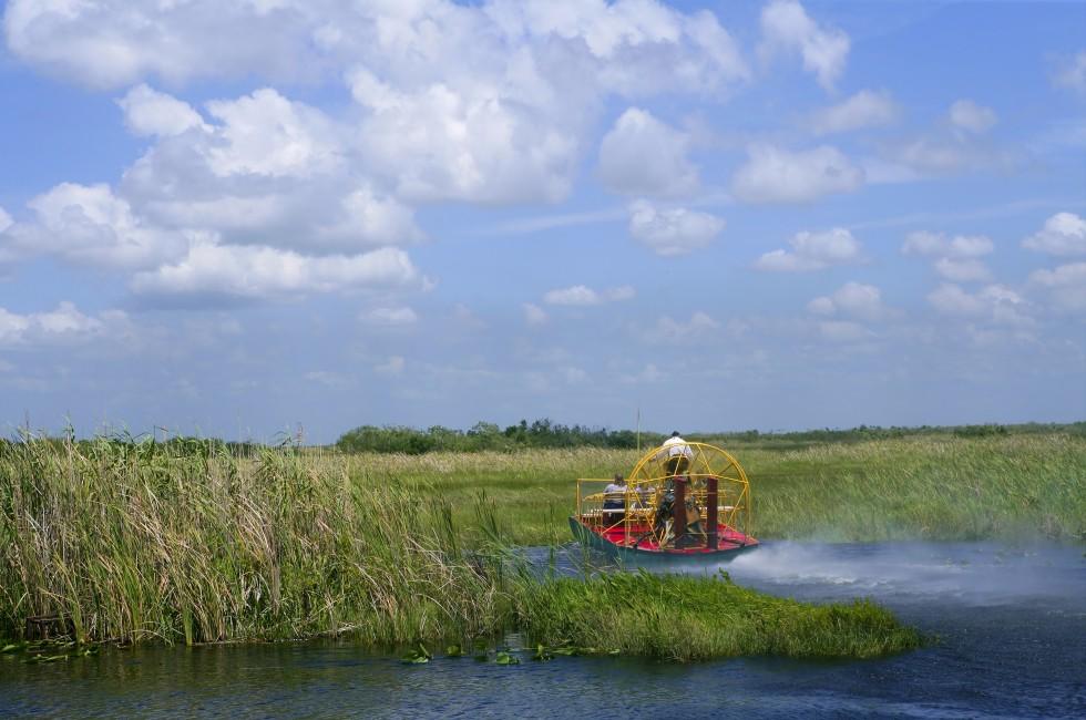 Airboat in Everglades Florida Big Cypress National Preserve; 