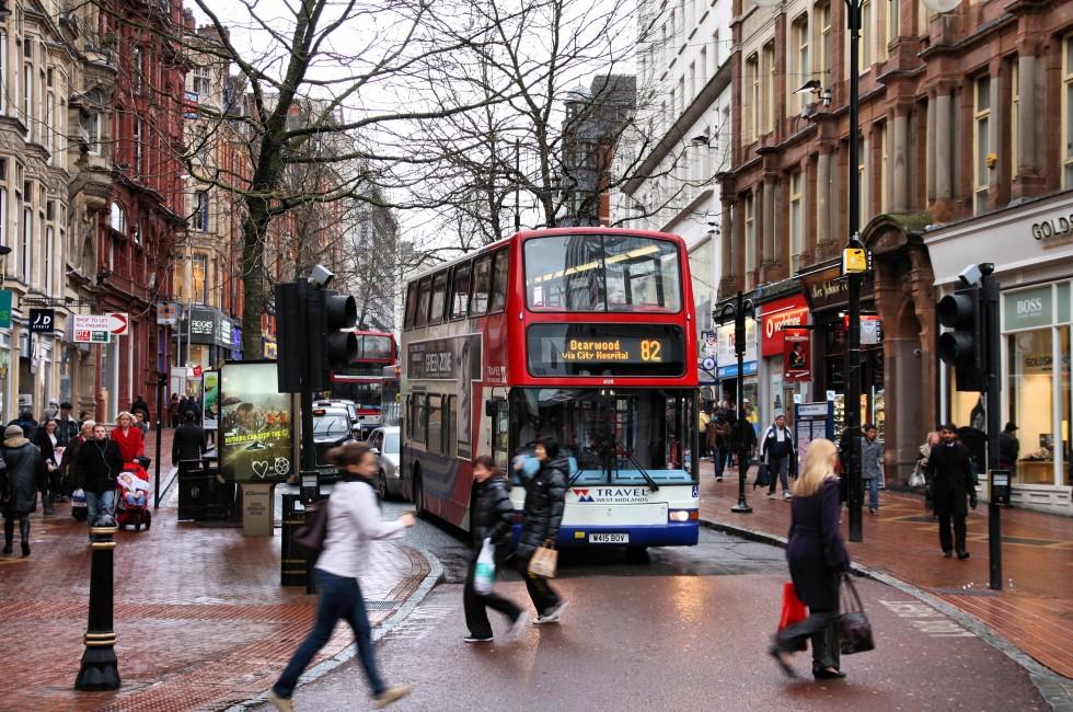 BIRMINGHAM, UK - MARCH 12: City bus operated by Travel West Midlands on March 12, 2010 in Birmingham, UK. TWM is part of National Express Group, one of largest companies in UK (40,000 employees).; Shutterstock ID 95253124; Project/Title: British Airways; D