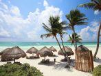 Beautiful Caribbean coast in Tulum Mexico.