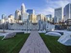 CHARLOTTE, NC - DECEMBER 27, 2013, Charlotte, NC - view of Charlotte skyline at night near Romare Bearden park.