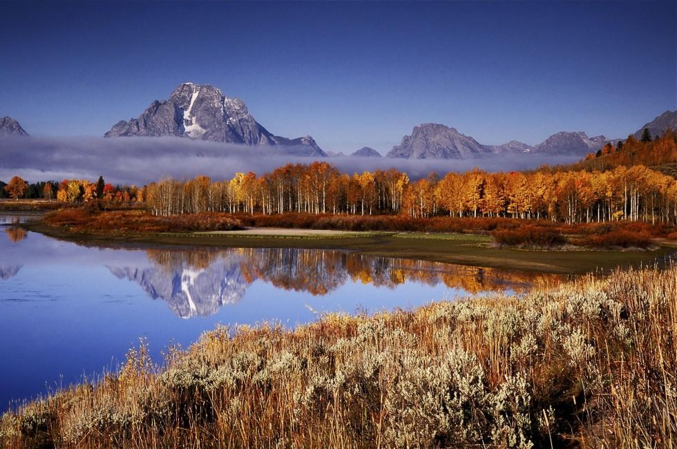 Grand Teton Mountains from Oxbow Bend.