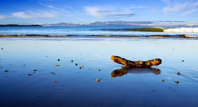A beautiful beach scene at dusk, Taipa Beach, Northland, New Zealand