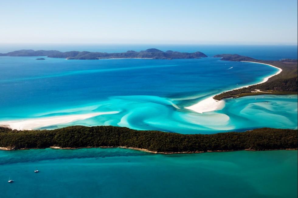 Whitehaven Beach aerial view Whitsunday Islands 