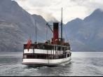 Vintage twin screw steamer - symbol of Lake Wakatipu and Queenstown in New Zealand. Rainy weather 