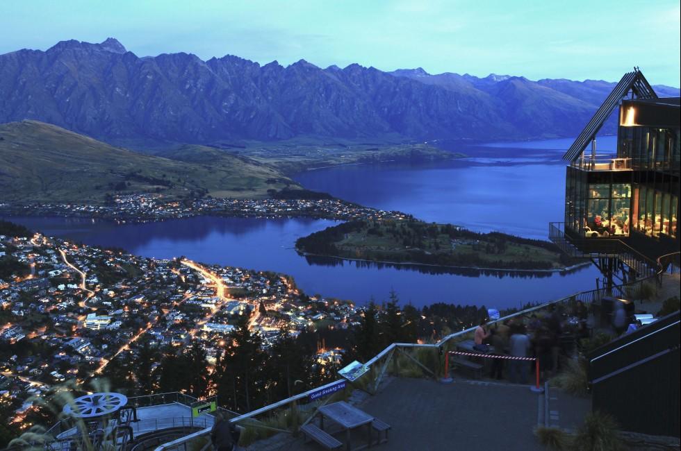 landscape of Queenstown City New Zealand at Night