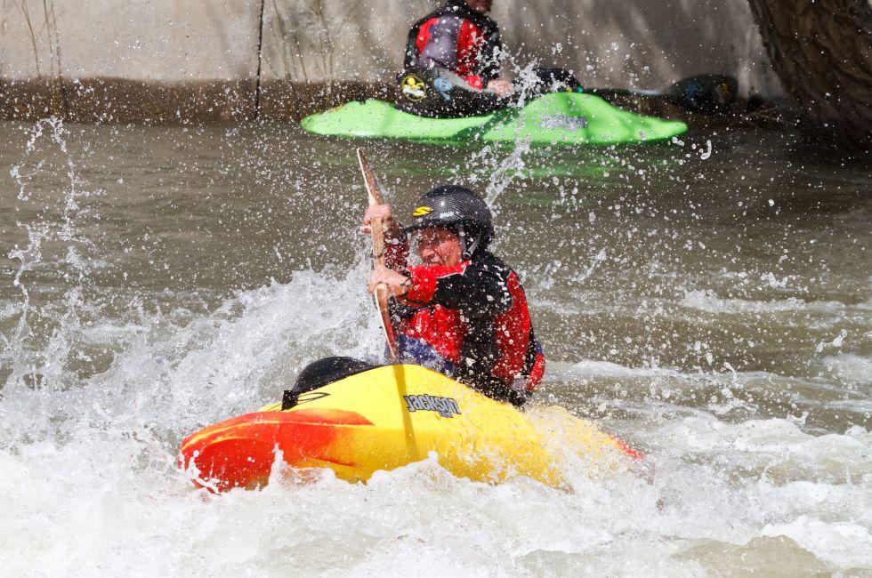 RENO, NV - MAY 6: Truckee River Whitewater Park at Wingfield. Competitor during open freestyle competition, Reno River Festival on May 6, 2011 in Reno, Nevada