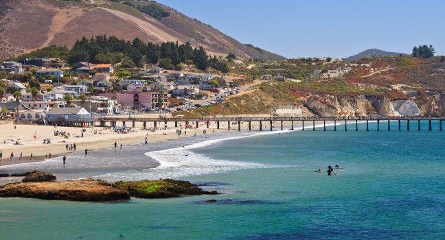 Avila beach--a very popular whale watching destination in California,  located south of San Luis Obispo and right off Pacific Coast Hwy; 