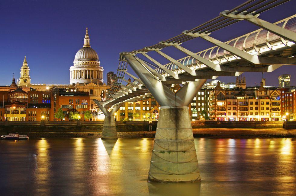 St. Paul's Cathedral and Millennium Bridge in London