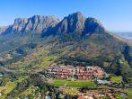 Aerial view of Cape Town University & Table Mountain, South Africa