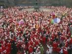 Santacon, Fest fountain, central park, New York City, New York