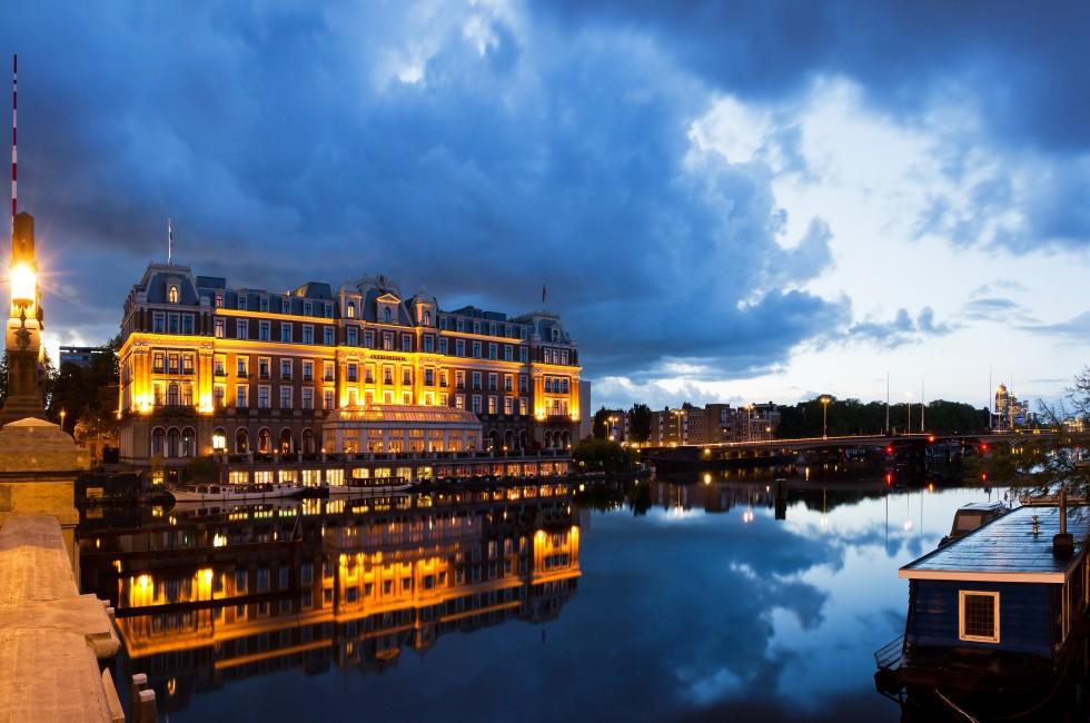The Amstel in Amsterdam, Netherlands, with the Amstel Hotel on the left.