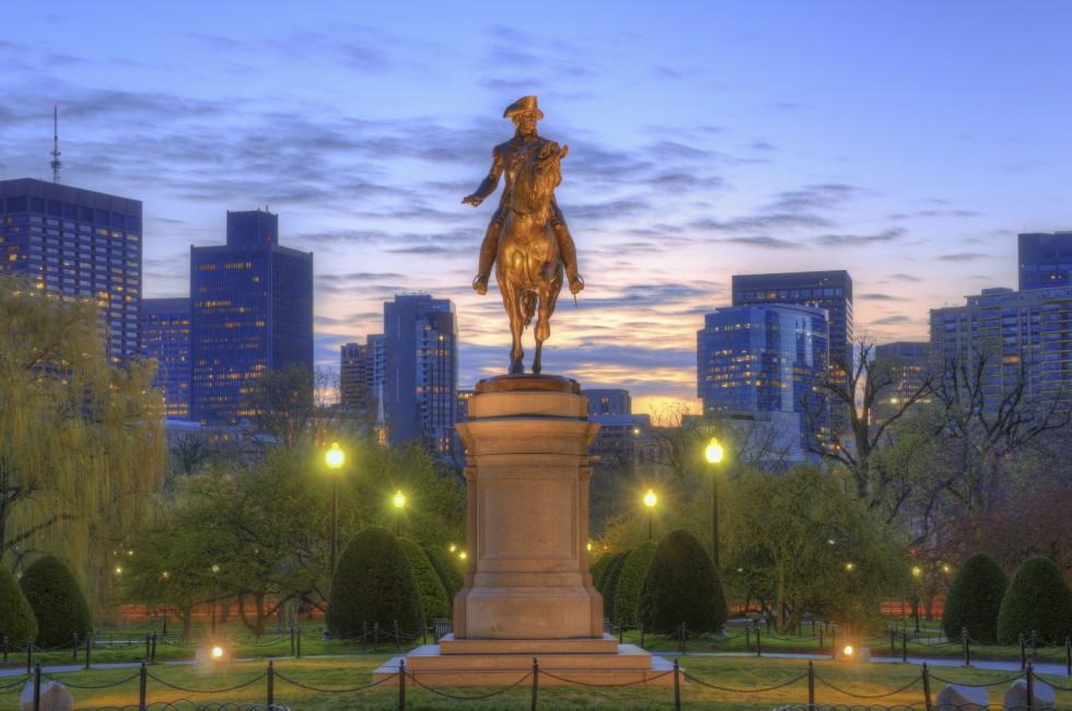 George Washington Equestrian Statue at Public Garden in Boston, Massachusetts.