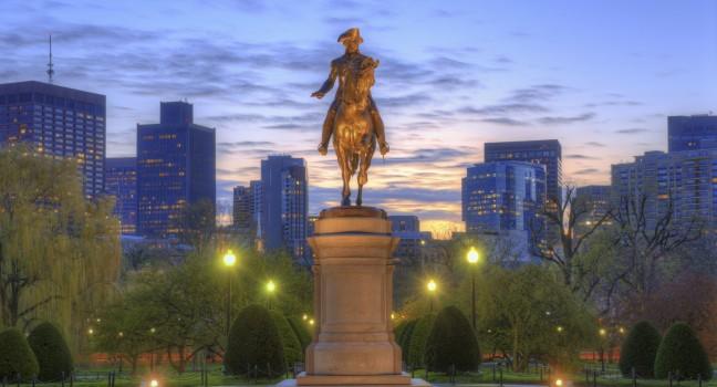 George Washington Equestrian Statue at Public Garden in Boston, Massachusetts.