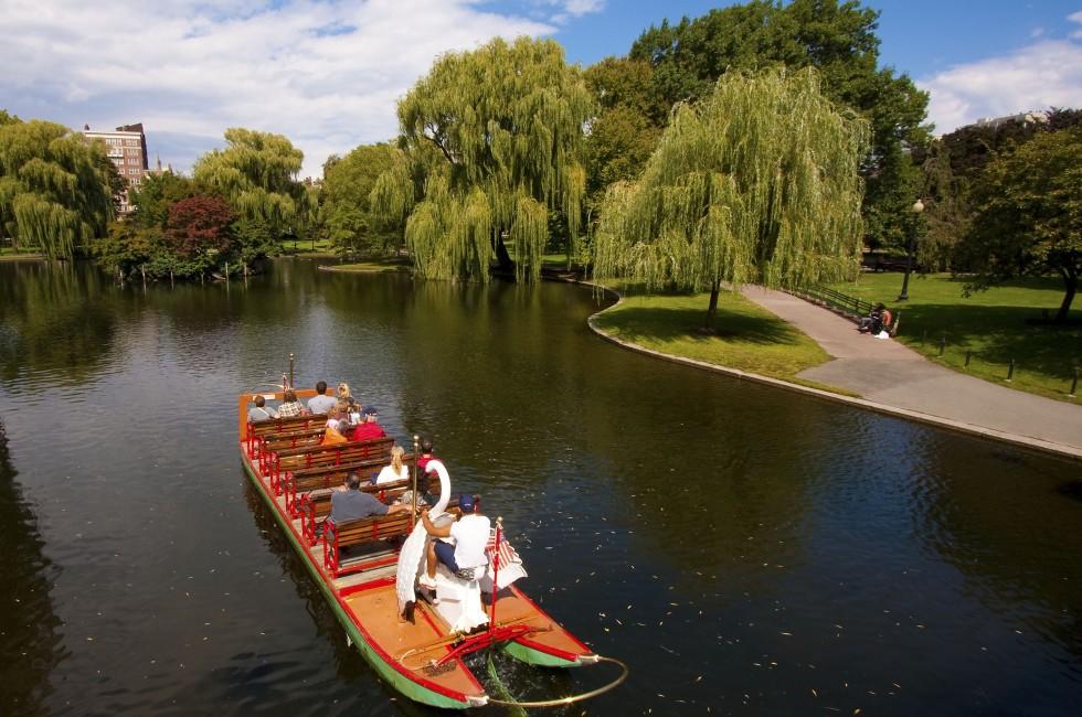 Public Garden in Boston with the famous Swam Boats. Massachusetts - USA.