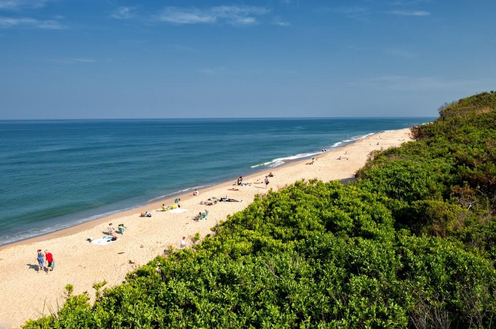 A sunny summer's day on June 18, 2010 at Nauset Light Beach. Cape Cod was the historic landing of Mayflower and is today a major travel destination in Massachusetts.