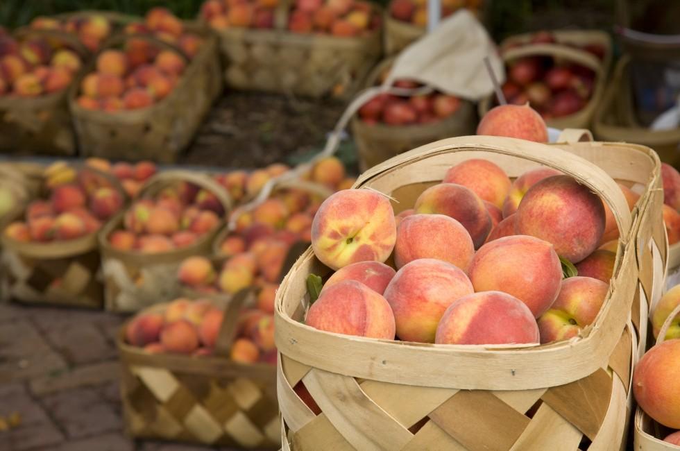 Peaches for sale at the market.