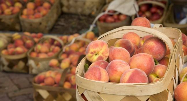 Peaches for sale at the market.