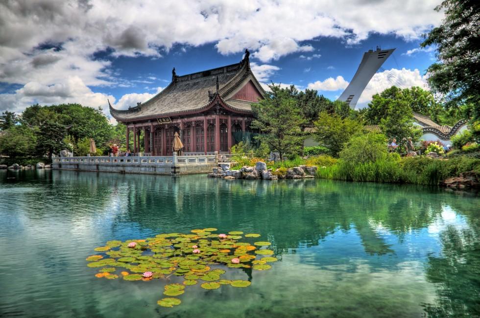 HDR image of the Chinese Garden of the Montreal Botanical Gardens.