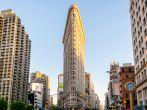 The Flatiron Building, New York, circa May 2013. The Flatiron building is considered to be one of the first skyscrapers ever built. It was completed in 1902.