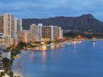 Scenic view of Honolulu city, Diamond Head and Waikiki Beach at night; Hawaii, USA; Shutterstock ID 148974455; Project/Title: Photo Database Top 200; Downloader: Jennifer Romains