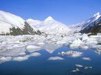 Portage Glacier and Portage Lake as seen from Seward Highway, Alaska.
