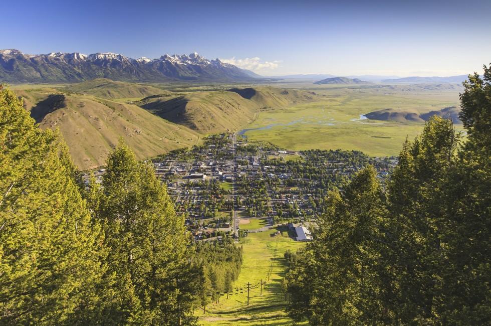 Aerial view of the city of Jackson Hole