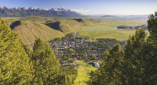 Aerial view of the city of Jackson Hole