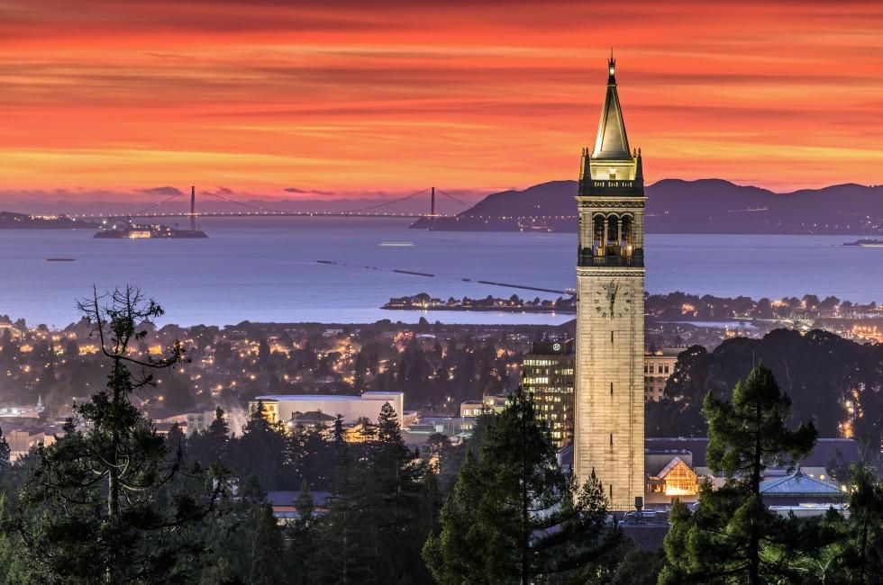 Dramatic Sunset over San Francisco Bay and the Campanile; 